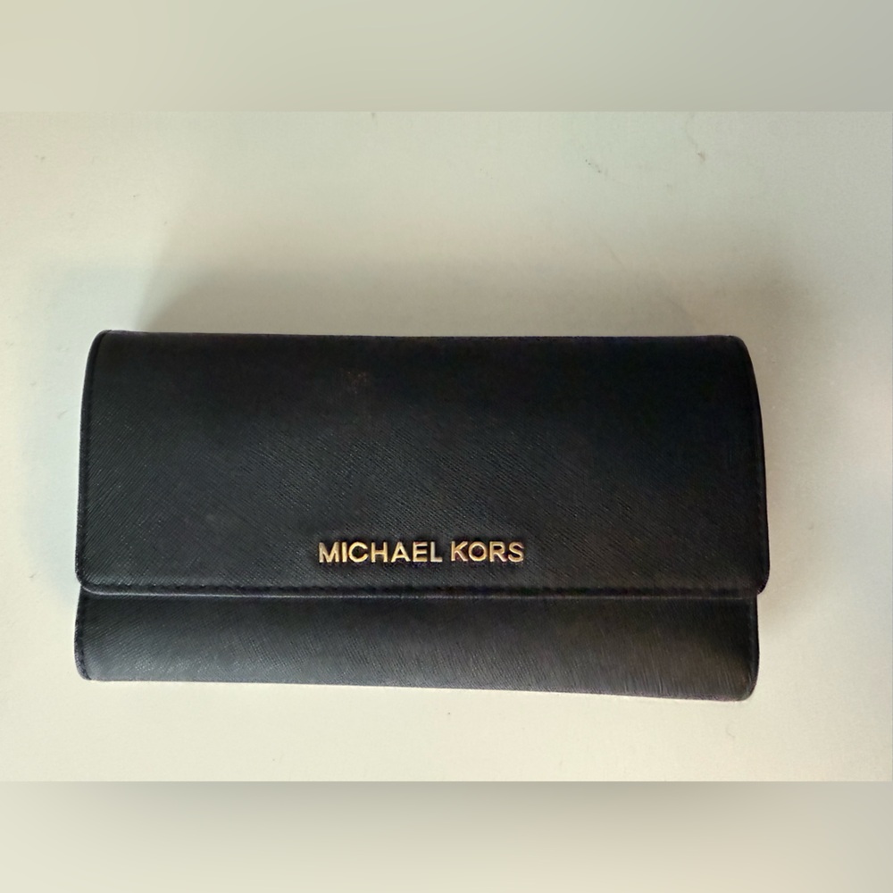 Michael Kors Tri Fold Black Leather Wallet